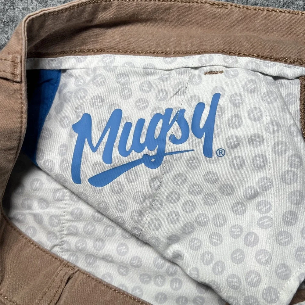 Mugsy Belmonts Slim Straight Stretch Chino Pants Tan Brown Men 34x30